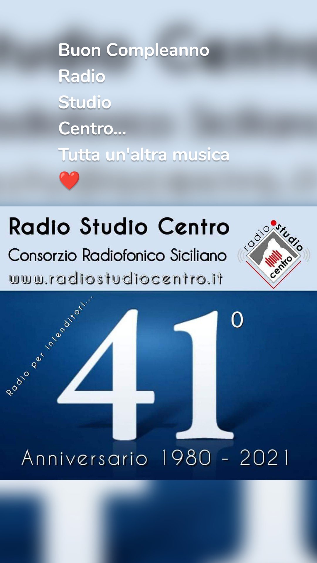 Buon Compleanno
Radio
Studio
Centro...
Tutta un'altra musica ❤️
